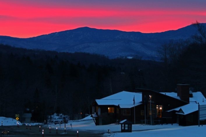 sunset over mount mansfield