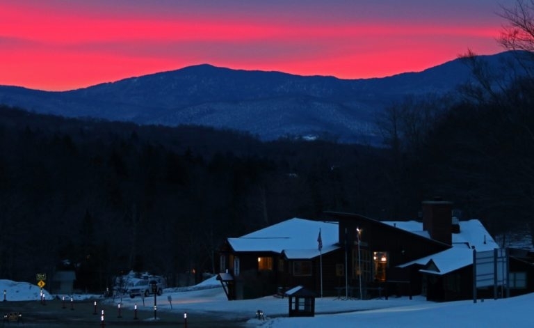 sunset over mount mansfield