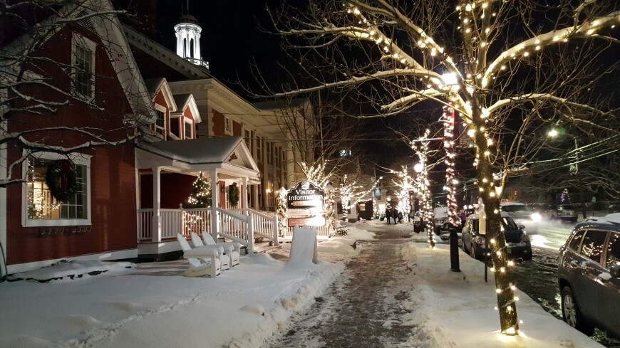 snowy stowe vermont streets