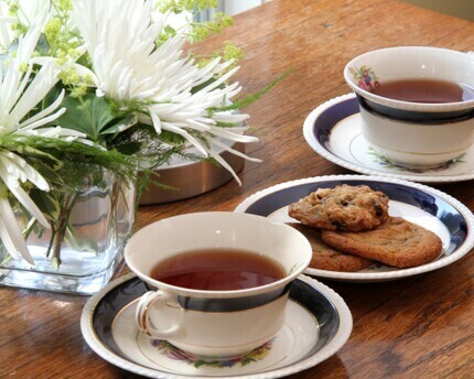 fresh tea and cookies