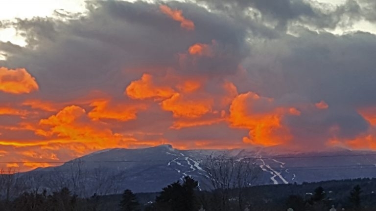 sunset over mount mansfield