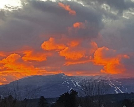 sunset over mount mansfield